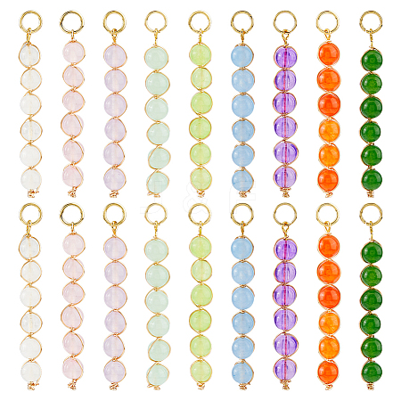 18Pcs 9 Color Natural & Dyed Malaysia Jade Pendants PALLOY-FH00131-1