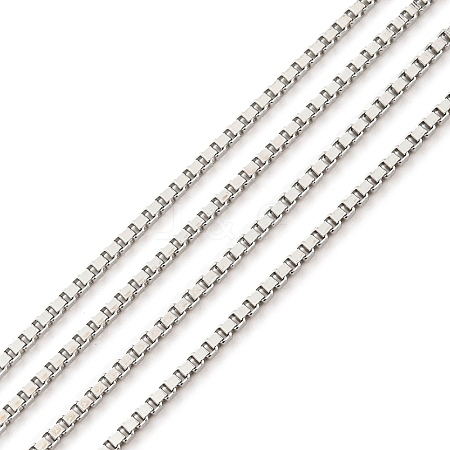 Anti-Tarnish Rhodium Plated 925 Sterling Silver Box Chains STER-F052-09P-1