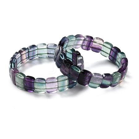 Natural Fluorite Beaded Stretch Bracelets for Women BJEW-C081-08-1