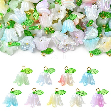 90Pcs 9 Colors Acrylic Flower Pendants PALLOY-CJ00074-1