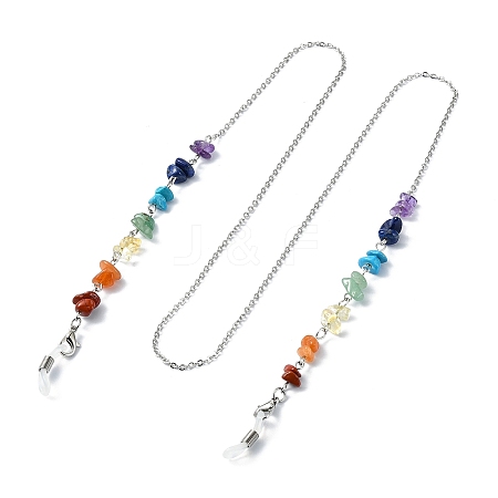 Natural Mixed Gemstone Chips Beaded Eyeglasses Chains GG-CJ724D-P-1