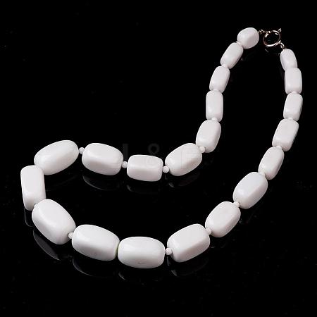 Opaque Glass Graduated Beaded Necklaces NJEW-F120-B01-1
