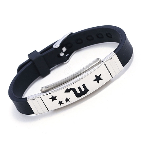 Stainless Steel Constellation Link Bracelet with Silicone Cords PW-WG3762B-09-1