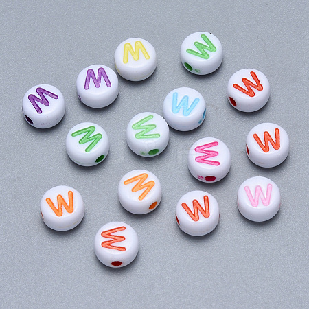 Craft Acrylic Horizontal Hole Letter Beads SACR-S201-11W-1