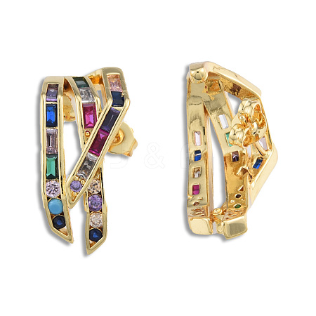 Colorful Cubic Zirconia Claw Stud Earrings EJEW-N011-80-02LG-1