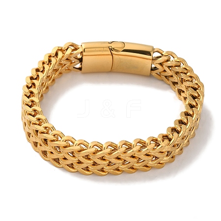 PVD Vacuum Plating 201 Stainless Steel Wheat Chain Bracelets for Women Men BJEW-H612-06C-G-1