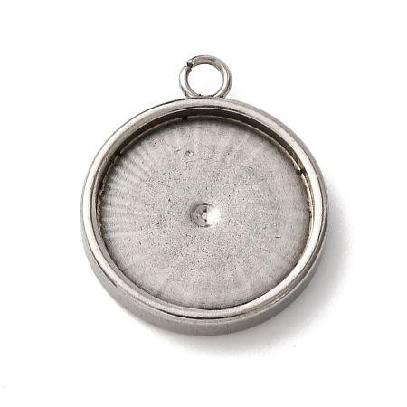 201 Stainless Steel Pendant Cabochon Settings STAS-D379-04E-P-1