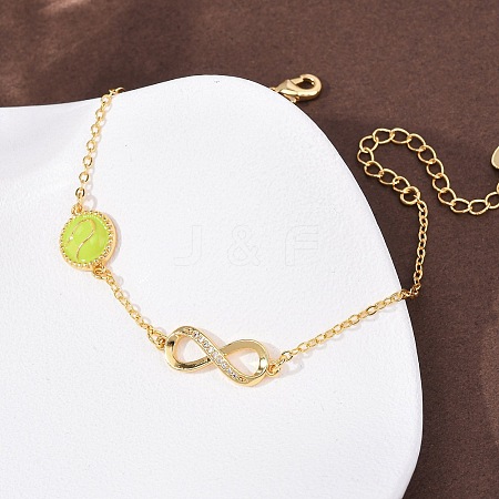 Sports Brass Micro Pave Cubic Zirconia Infinity Link Bracelets LS-BJEW-D386-01A-G-1