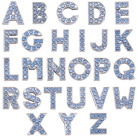 52Pcs 26 Styles Alloy Rhinestone Slide Charms FIND-SC0009-81A-1