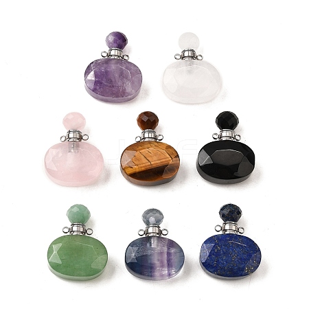 Natural Mixed Stone Perfume Bottle Pendants G-L623-07P-1