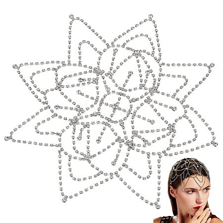 WADORN 1Pc Rhinestone Mesh Headpiece Cap OHAR-WR0001-03S-1