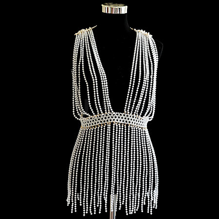 Plastic Imitation Pearl Sexy Dress Body Chains WGABBBD-05-1