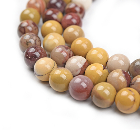 Natural Mookaite Round Beads Strands G-O047-12-6mm-1