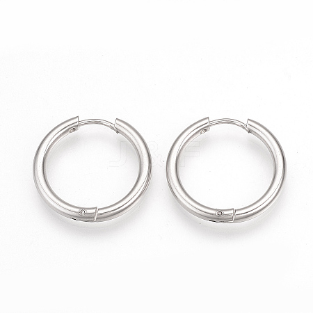 Tarnish Resistant 201 Stainless Steel Huggie Hoop Earrings X-MAK-R021-17mm-1