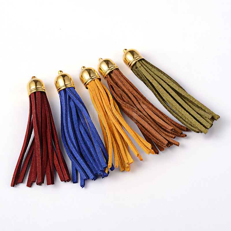 Wholesale Golden Brass Suede Tassels for Cell Phone Straps Making ...