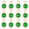 12Pcs Brass & Glass Imitation Cat Eye Round Charms PALLOY-TAC0237-03-2