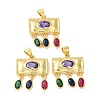 Rack Plating Brass Pave Cubic Zirconia Pendants KK-O142-45G-1