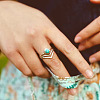 Alloy and Synthetic Turquoise Finger Rings FS-WG19095-04-4