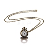 Alloy Flat Round with Heart Pendant Necklace Quartz Pocket Watch WACH-N011-27-2