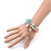 Round Natural White Jade Beaded Stretch Charm Bracelets Sets BJEW-JB05428-4