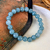 Natural Aquamarine Round Beads Stretch Bracelets for Women AP1591-1-1