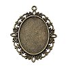 Tibetan Style Alloy Oval Pendant Cabochon Settings TIBEP-S231-01AB-NR-1