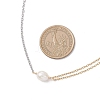 Natural Cultured Freshwater Pearl Rice Pendant 304 Stainless Steel Cable Chain Double Layer Necklaces NJEW-JN05682-3