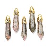 Bullet Natural Rhodonite Pointed Pendants G-E332-C42-G-2