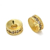 Flat Round Brass Micro Pave Clear Cubic Zirconia Beads KK-A276-08G-2