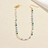 Brass Plastic Round Beads Long Stud Dangle Earrings for Women IU4158-2