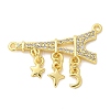 Brass Micro Pave Cubic Zirconia Connector Charms KK-S511-11G-1