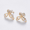 Brass Cubic Zirconia Stud Earring Findings KK-T049-08G-NF-1