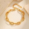 304 Stainless Steel Rectangle Ring Link Chain Bracelets BJEW-C128-02G-1