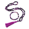 Natural Amethyst Round Beaded Pendant Necklaces & Bracelets Sets FS-WG9D102-22-2