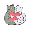 Cute Animal Hug with Heart Enamel Pins PALLOY-D361-01EB-02-1