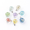 Round Alloy Glass Pendants GLAA-Q051-15mm-06P-1