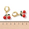 Cherry Brass Enamel Hoop Earrings EJEW-M077-14G-03-3