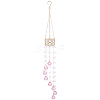 Flower Round Glass Beads Tassel Hanging Suncatchers for Window Garden Outdoor Decoration HJEW-WH20020-007B-1