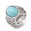 Oval Synthetic Turquoise Cuff Rings RJEW-B107-12AS-01-4