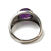 Oval Natural Amethyst Adjustable Rings RJEW-G317-04AS-4