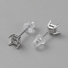 Rhodium plated 925 Sterling Silver Stud Earring Findings FIND-WH0148-088A-P-2