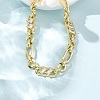 Ring & Paperclip Brass Micro Pave Cubic Zirconia Link Chain Bracelets for Women BJEW-D458-03G-02-5