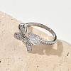 Brass Micro Pave Cubic Zirconia Cuff Open Rings RJEW-C163-17P-3