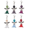 6Pcs 6 Colors Transparent Acrylic & Dyed Synthetic Turquoise Halloween Skull Angel Pendant Decorations HJEW-JM03903-2