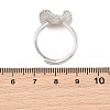 Flower Brass Micro Pave Cubic Zirconia & Enamel Cuff Ring Settings KK-CBAC351-06P-01-3