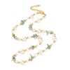 Mixed Gemstone/Glass/Shell Chip & Imitation Pearl & Brass Beaded Necklaces for Women NJEW-S107-01A-5