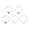 Natural Sea Shell Square Heishi Beads Dangle Earrings and Bracelets SJEW-JS01388-5