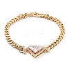 Cubic Zirconia Link Bracelet with Golden Brass Curb Chains BJEW-C055-06A-G-1