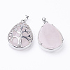 Natural Rose Quartz Pendants G-E421-08P-1