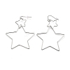 Non-Tarnish Interlock Double Open Star Dangle Earrings EJEW-C007-01P-1